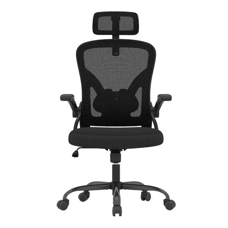 Chaise de bureau ergonomique - Avec appui-tête, accoudoirs relevables et support lombaire réglable (noir)