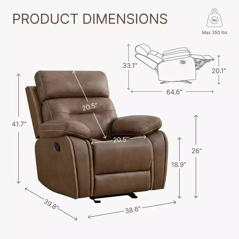 Fauteuil inclinable, planeur et bascule manuel pour salon