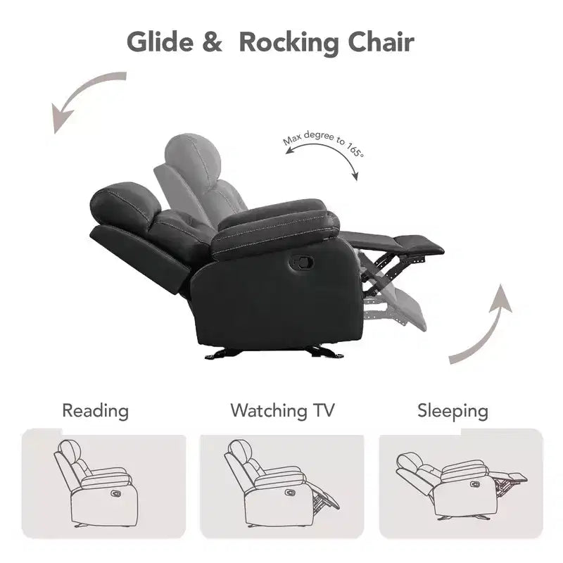Fauteuil inclinable, planeur et bascule manuel pour salon