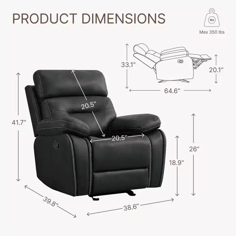 Fauteuil inclinable, planeur et bascule manuel pour salon