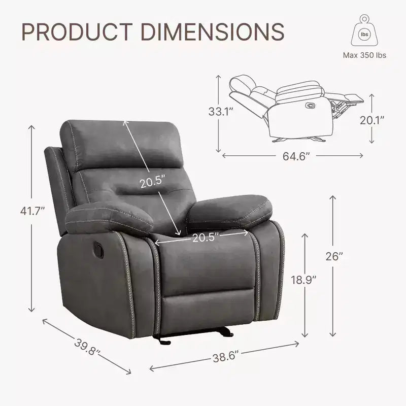 Fauteuil inclinable, planeur et bascule manuel pour salon