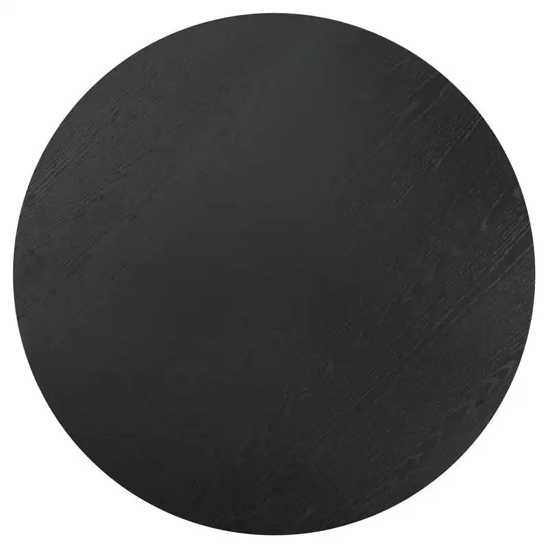 Table à manger ronde de 152 cm pour 6 personnes, table sur pied moderne avec base conique cannelée et plateau en MDF de bois, noire