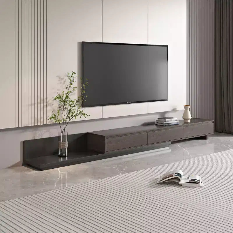 Gaoyangjiaju 78.7 to 110 Extendable Modern TV Stand for TVs up to 100 - L-Shaped Media Console with 3 Drawers - Grey Wood Grain