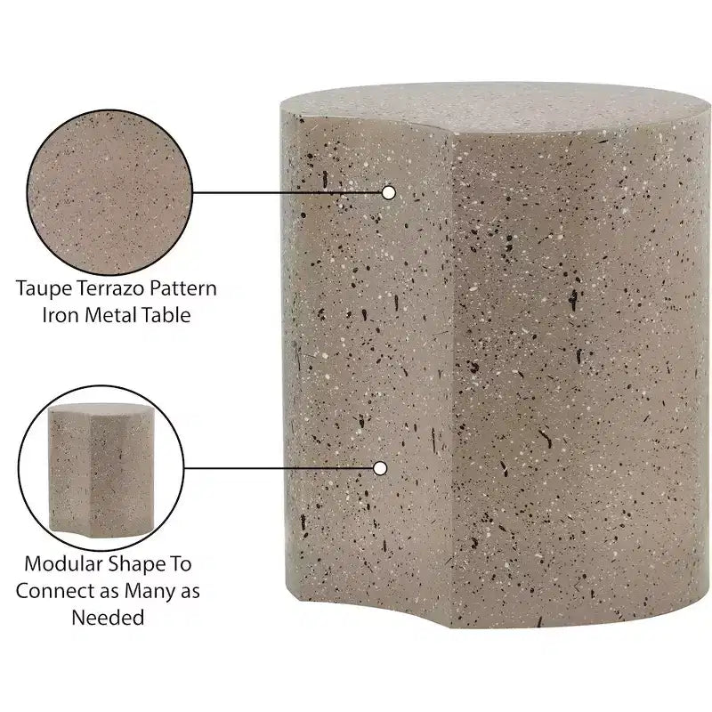 Table d'appoint Dimple Black Iron, Table d'appoint modulaire en terrazzo, Design gigogne contemporain