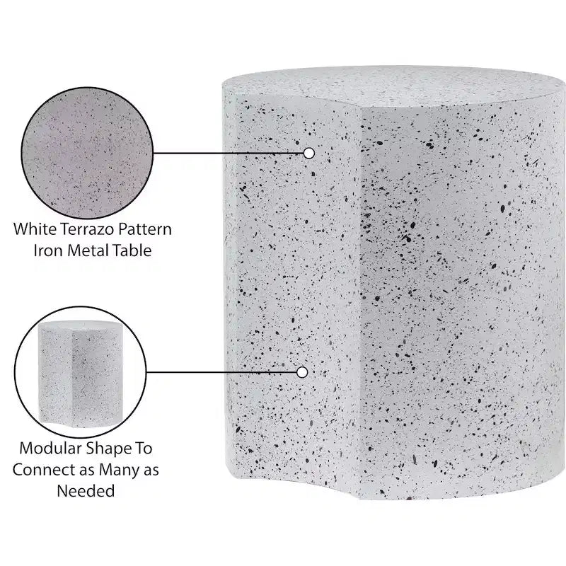Table d'appoint Dimple Black Iron, Table d'appoint modulaire en terrazzo, Design gigogne contemporain