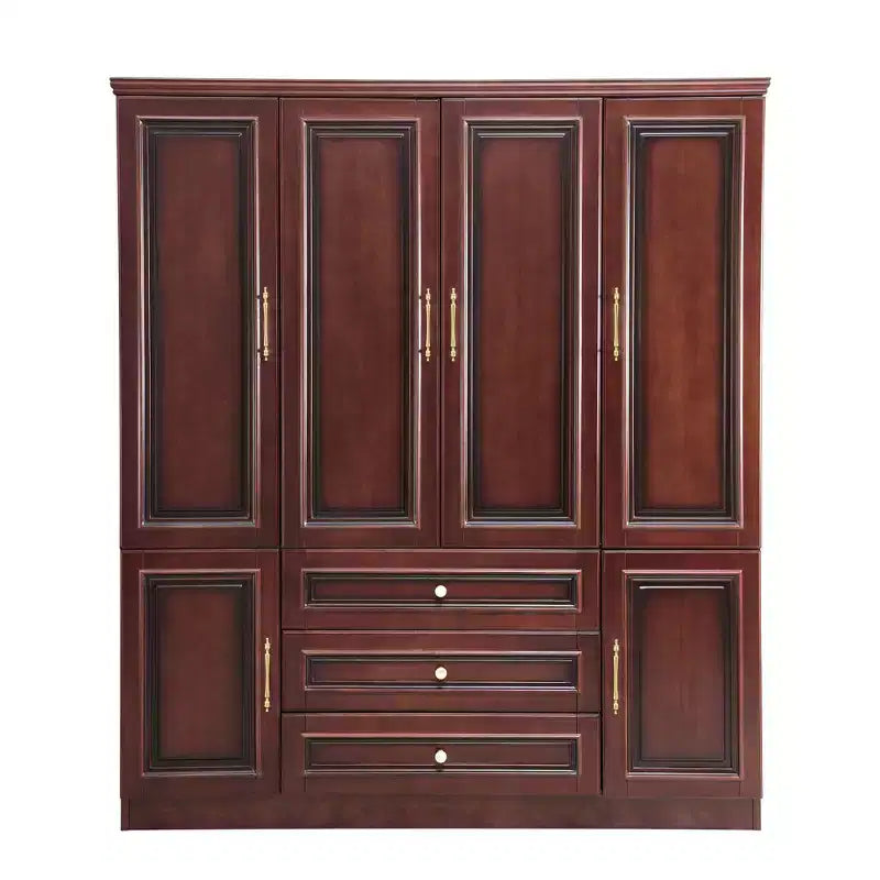 Keloyid Seusar Cherry Wood 61.42 in. Armoire with 3 Drawers, Shelves and Hanging Rod