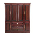 Keloyid Seusar Cherry Wood 61.42 in. Armoire with 3 Drawers, Shelves and Hanging Rod