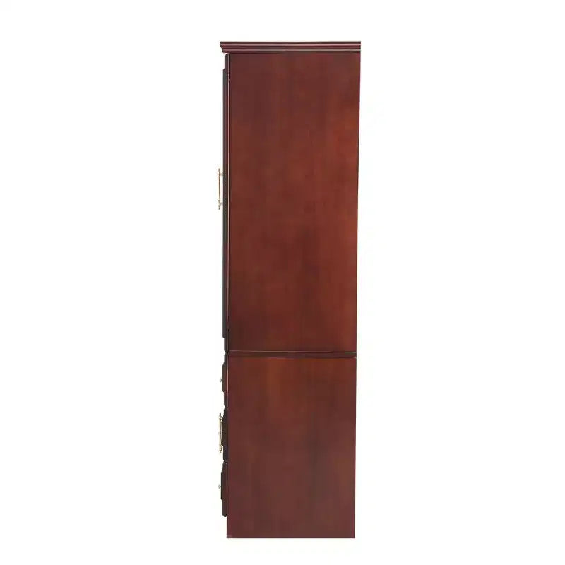 Armoire en merisier de 156 cm avec 3 tiroirs, étagères et tringle de penderie