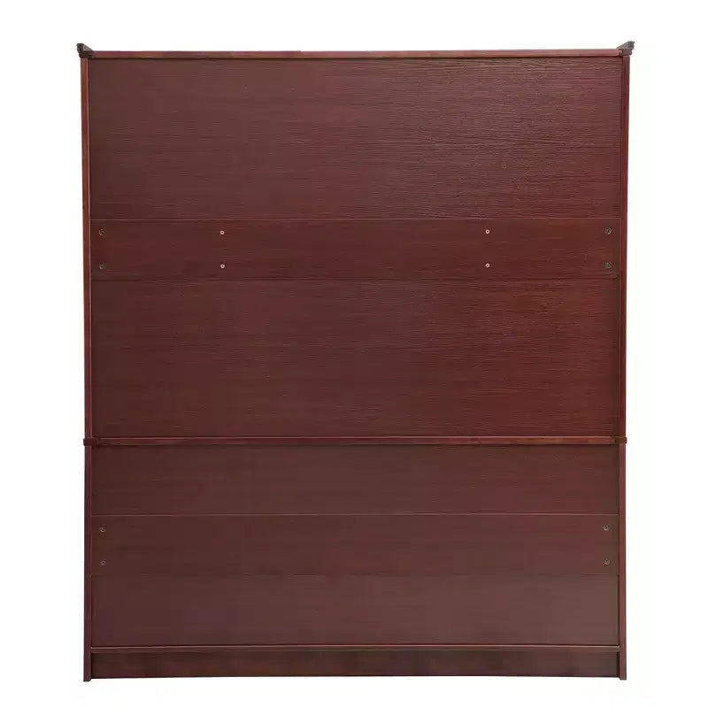 Armoire en merisier de 156 cm avec 3 tiroirs, étagères et tringle de penderie