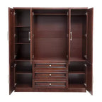 Armoire en merisier de 156 cm avec 3 tiroirs, étagères et tringle de penderie