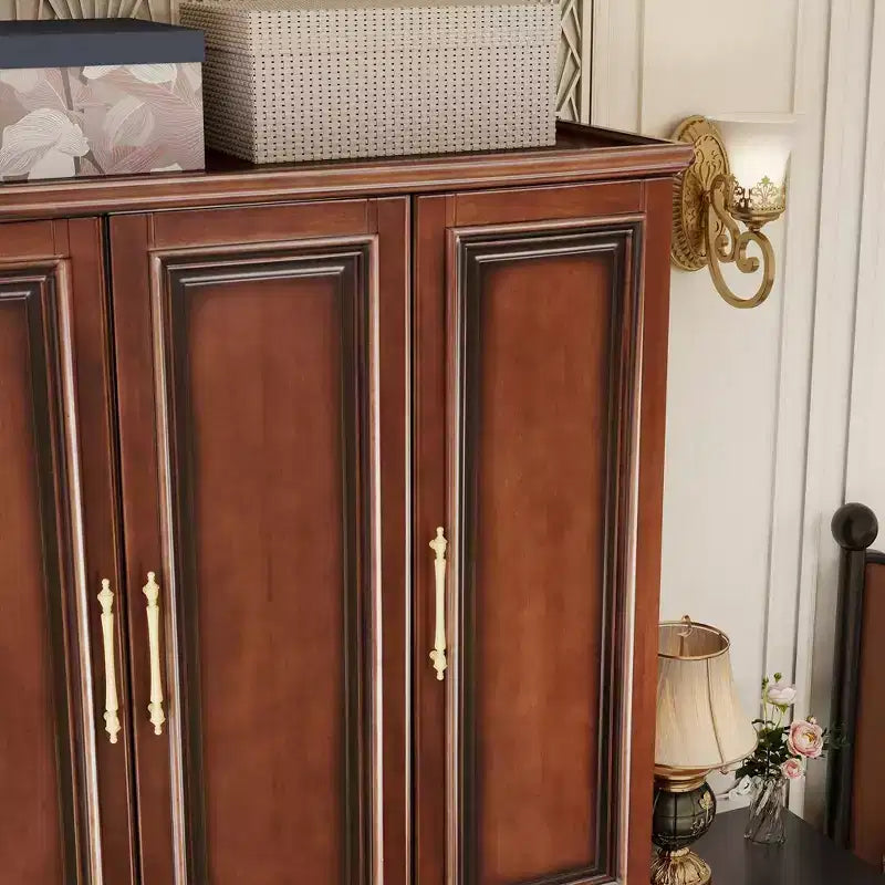 Armoire en merisier de 156 cm avec 3 tiroirs, étagères et tringle de penderie