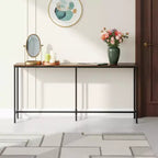 Homy Casa Narrow Console Table with Charging Station and Metal Frame for Entryway or Living Room