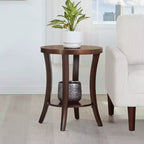 HomeStock 23.25 in.H Brown Color Round Wood Table Top End Table 1 -piece