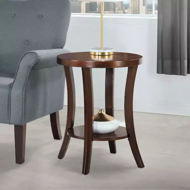 Table d'appoint ronde en bois, coloris marron, hauteur 23,25 po - 1 pièce
