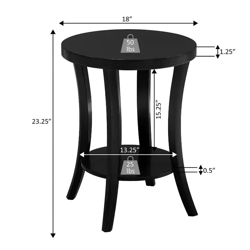 Table d'appoint ronde en bois, coloris marron, hauteur 23,25 po - 1 pièce