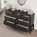 Commode de chambre à 7 tiroirs, commode autoportante de 52 cm de large avec rangement, meuble de rangement en bois pour salon, chambre, entrée