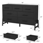 Commode de chambre à 7 tiroirs, commode autoportante de 52 cm de large avec rangement, meuble de rangement en bois pour salon, chambre, entrée