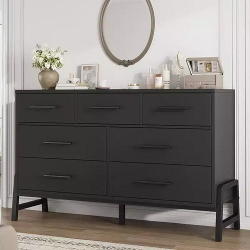 7 Dresser for Bedroom, Freestanding 52 Wide Drawer Dresser with Storage, Wooden Closet Storage Chest for Living Room, Bedroom, Entryway