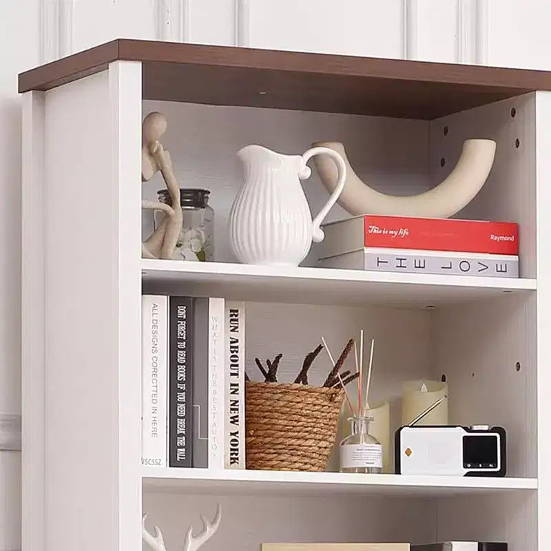Bibliothèque de style rustique de 183 cm de haut avec portes et tiroir, étagère sur pied à 6 niveaux avec armoire de rangement