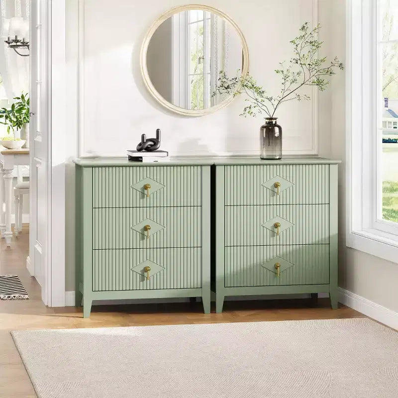 Commode cannelée de 54 pouces de large, commode en bois à 7 tiroirs pour chambre à coucher, commode moderne, armoire de rangement pour salon, couloir