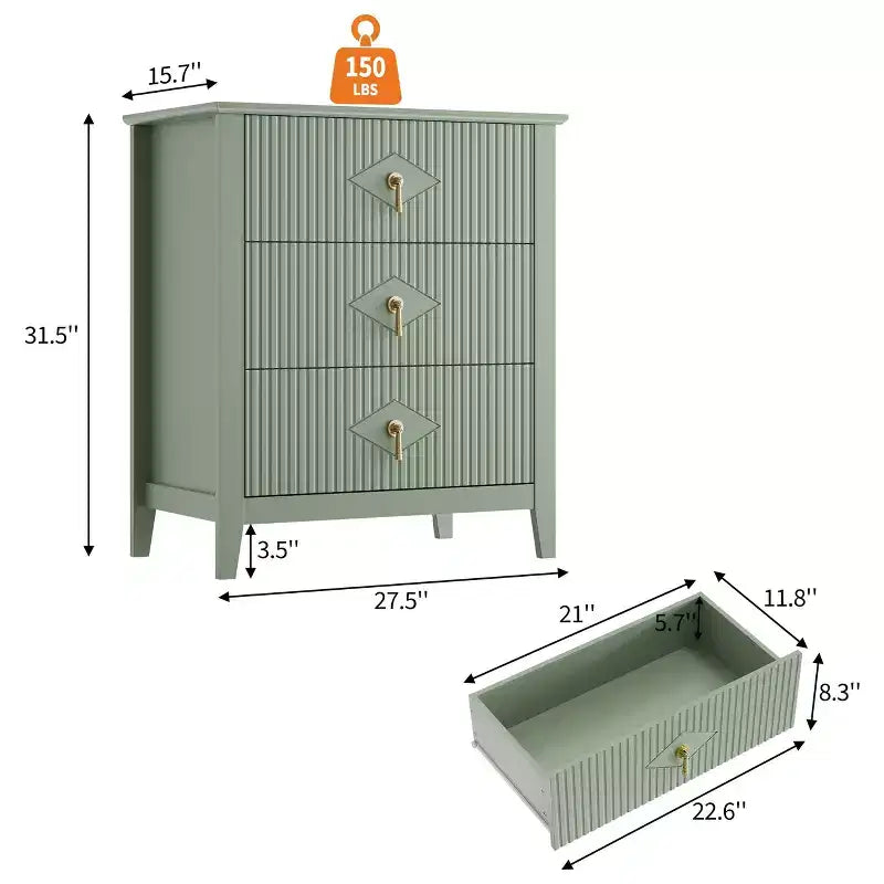 Commode cannelée de 54 pouces de large, commode en bois à 7 tiroirs pour chambre à coucher, commode moderne, armoire de rangement pour salon, couloir