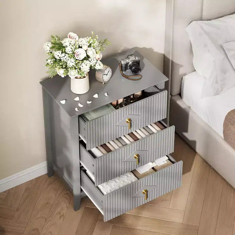 Commode cannelée de 54 pouces de large, commode en bois à 7 tiroirs pour chambre à coucher, commode moderne, armoire de rangement pour salon, couloir