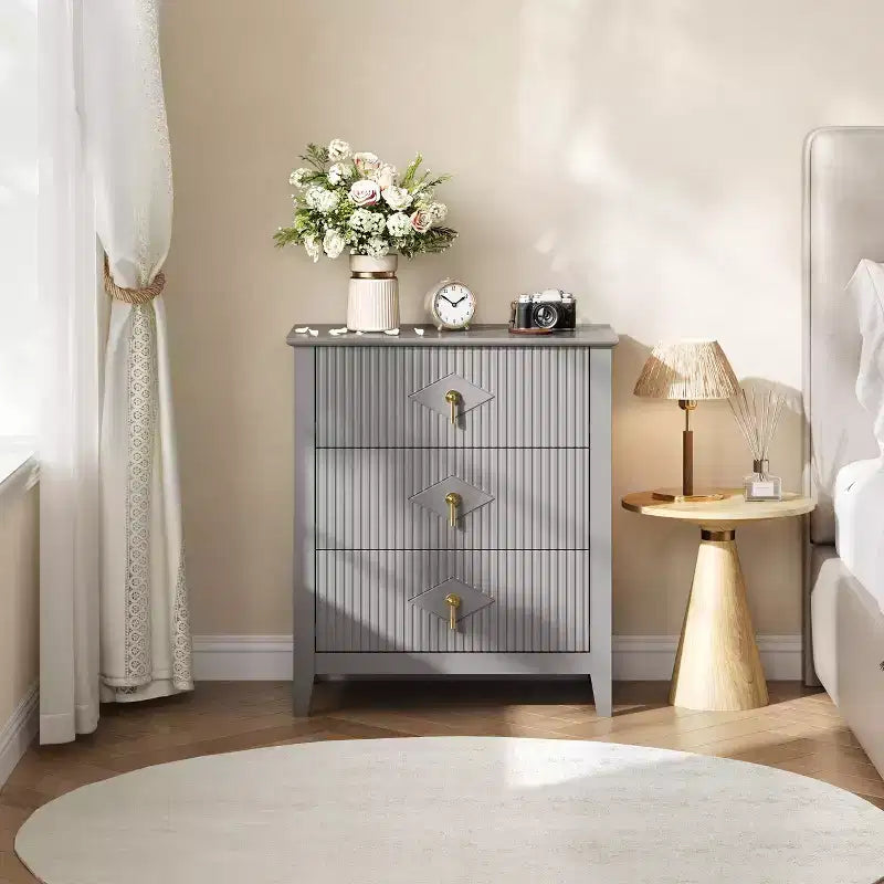 Commode cannelée de 54 pouces de large, commode en bois à 7 tiroirs pour chambre à coucher, commode moderne, armoire de rangement pour salon, couloir