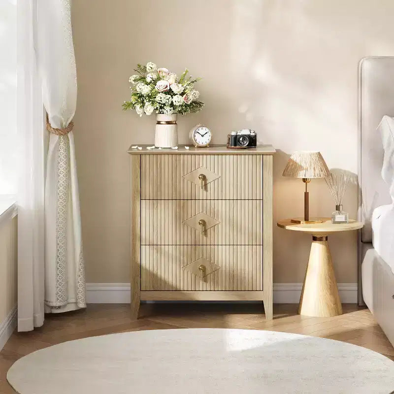 Commode cannelée de 54 pouces de large, commode en bois à 7 tiroirs pour chambre à coucher, commode moderne, armoire de rangement pour salon, couloir