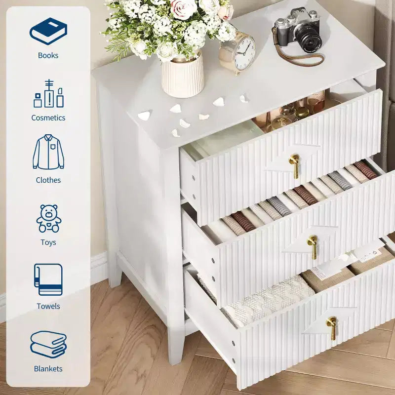 Commode cannelée de 54 pouces de large, commode en bois à 7 tiroirs pour chambre à coucher, commode moderne, armoire de rangement pour salon, couloir