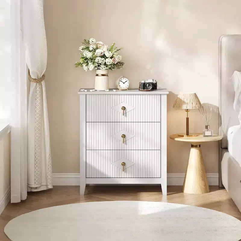 Commode cannelée de 54 pouces de large, commode en bois à 7 tiroirs pour chambre à coucher, commode moderne, armoire de rangement pour salon, couloir