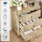 Commode cannelée de 54 pouces de large, commode en bois à 7 tiroirs pour chambre à coucher, commode moderne, armoire de rangement pour salon, couloir