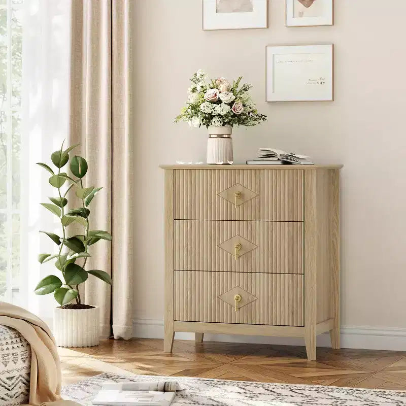 Fluted Dresser 54 Inch Wide, 7-Drawer Wood Dresser for Bedroom, Modern Chest of Drawers, Storage Organizer Cabinet for Living Room, Hallway