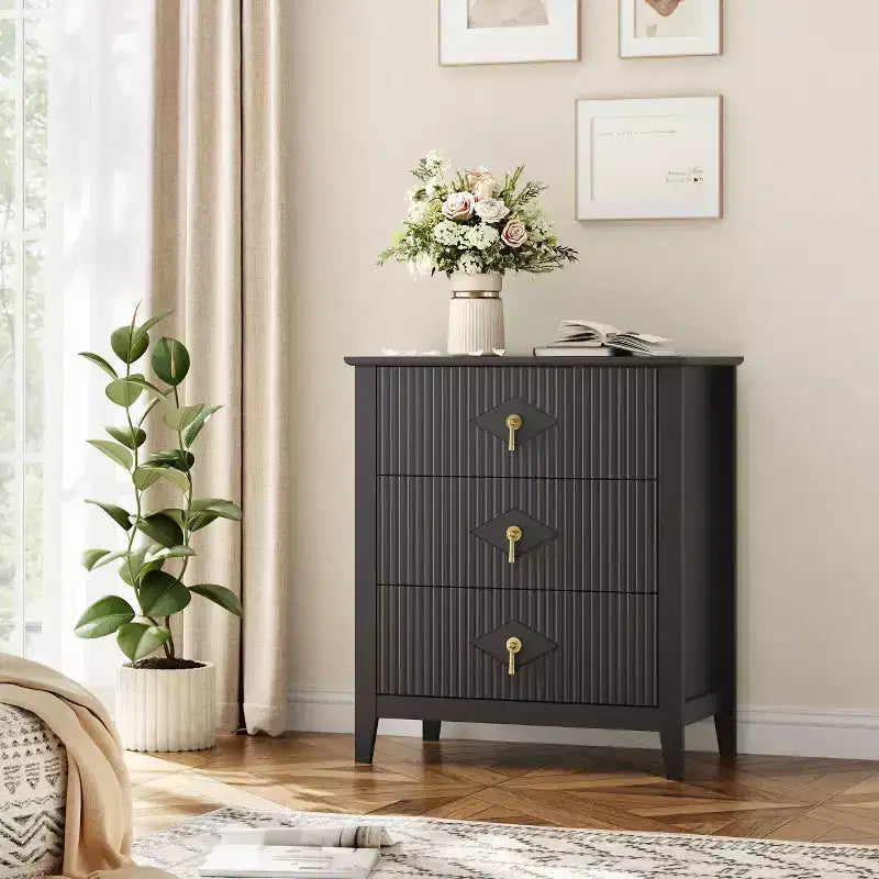 Commode cannelée de 54 pouces de large, commode en bois à 7 tiroirs pour chambre à coucher, commode moderne, armoire de rangement pour salon, couloir