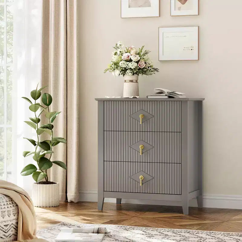 Commode cannelée de 54 pouces de large, commode en bois à 7 tiroirs pour chambre à coucher, commode moderne, armoire de rangement pour salon, couloir