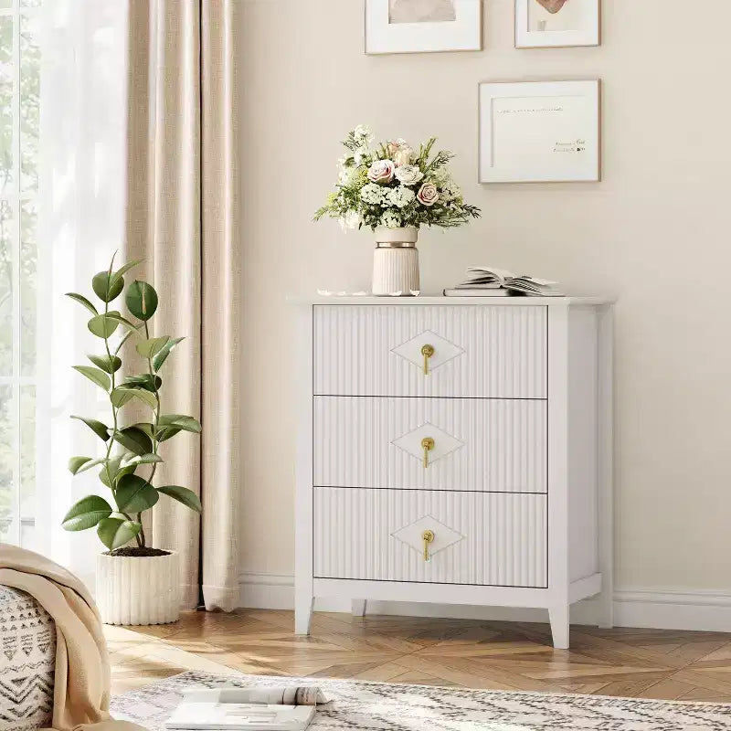 Commode cannelée de 54 pouces de large, commode en bois à 7 tiroirs pour chambre à coucher, commode moderne, armoire de rangement pour salon, couloir