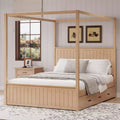 GDFStudio Bradley Modern Queen Size Canopy Platform Bed with Trundle and Storage Drawers
