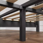 Cadre de lit rembourré ivoire avec tête de lit, plateforme robuste, pas besoin de sommier tapissier