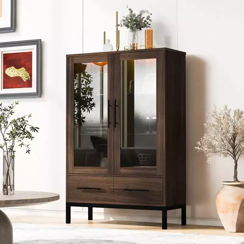 Meuble de rangement 152 cm avec 2 portes et 1 tiroir, meuble autoportant pour salon, salle à manger et bureau