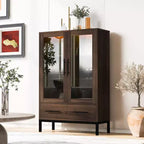 Meuble de rangement 152 cm avec 2 portes et 1 tiroir, meuble autoportant pour salon, salle à manger et bureau