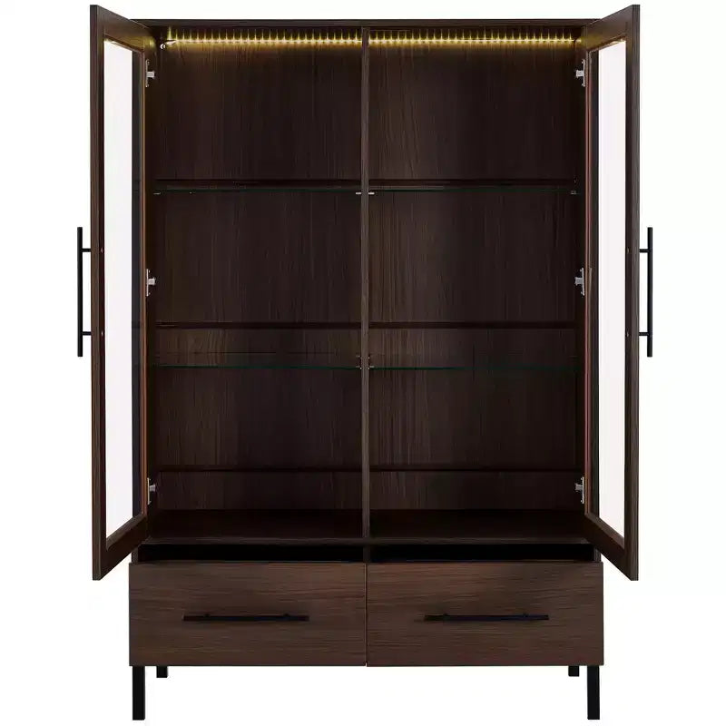 Meuble de rangement 152 cm avec 2 portes et 1 tiroir, meuble autoportant pour salon, salle à manger et bureau