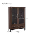 Meuble de rangement 152 cm avec 2 portes et 1 tiroir, meuble autoportant pour salon, salle à manger et bureau