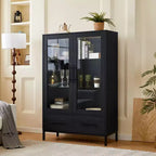 Meuble de rangement 152 cm avec 2 portes et 1 tiroir, meuble autoportant pour salon, salle à manger et bureau