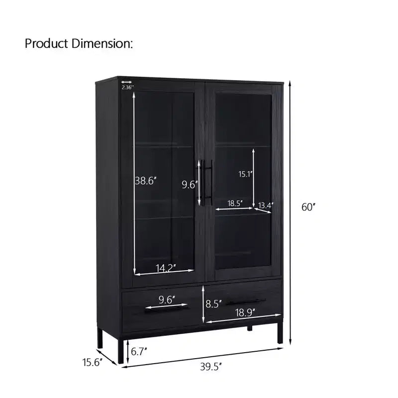 Meuble de rangement 152 cm avec 2 portes et 1 tiroir, meuble autoportant pour salon, salle à manger et bureau