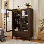 Meuble de rangement 152 cm avec 2 portes et 1 tiroir, meuble autoportant pour salon, salle à manger et bureau