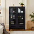 Meuble de rangement 152 cm avec 2 portes et 1 tiroir, meuble autoportant pour salon, salle à manger et bureau