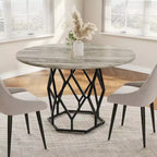 Table à manger ronde pour 4-6 personnes, table de cuisine de ferme 120 cm, table circulaire en bois rustique avec base robuste, table de salle à manger moderne (table uniquement)