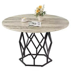 Table à manger ronde pour 4-6 personnes, table de cuisine de ferme 120 cm, table circulaire en bois rustique avec base robuste, table de salle à manger moderne (table uniquement)