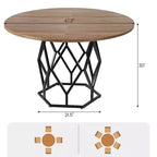 Table à manger ronde pour 4-6 personnes, table de cuisine de ferme 120 cm, table circulaire en bois rustique avec base robuste, table de salle à manger moderne (table uniquement)