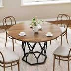 COZONY Round Dining Table for 4-6, 47 Farmhouse Kitchen Table, Rustic Wood Circle Table with Sturdy Base, Modern Dining Room Table (Table Only)