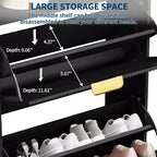 Meuble de rangement pour chaussures cannelé pour entrée, armoire à chaussures étroite en bois de 23,5 pouces avec 2 tiroirs basculants, étagère ouverte et pieds métalliques robustes